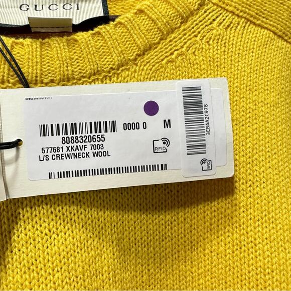 SALE!!!!!! Gucci If They Did GG Logo Wool Yellow Unisex Sweater Size M NWT - Picture 8 of 10